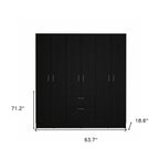 71" Black And White Wood Six Door Single Drawer Combo Dresser  Warm Home View