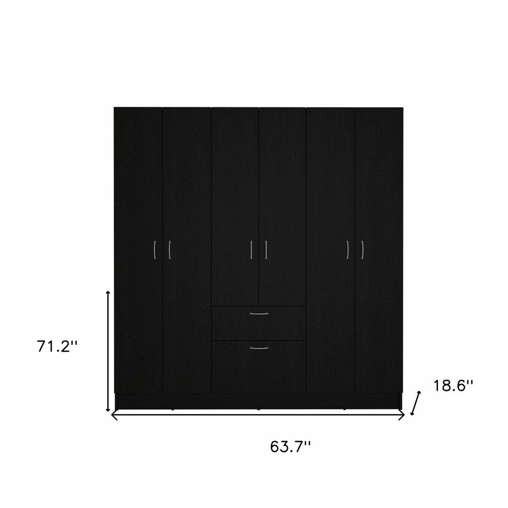 71" Black And White Wood Six Door Single Drawer Combo Dresser  Warm Home View