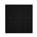 71" Black And White Wood Six Door Single Drawer Combo Dresser  Warm Home View