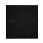 71" Black And White Wood Six Door Single Drawer Combo Dresser  Warm Home View