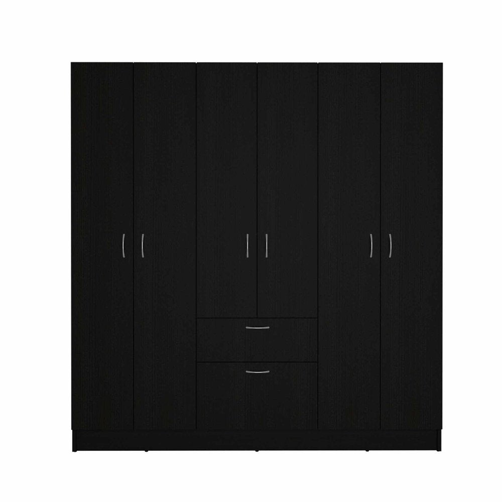 71" Black And White Wood Six Door Single Drawer Combo Dresser  Warm Home View