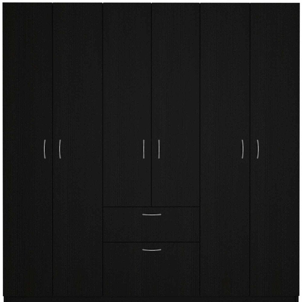 71" Black And White Wood Six Door Single Drawer Combo Dresser  Warm Home View