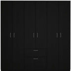 71" Black And White Wood Six Door Single Drawer Combo Dresser  Warm Home View