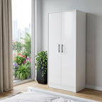 71" White Wood Two Door Single Drawer Combo Dresser  Warm Home View