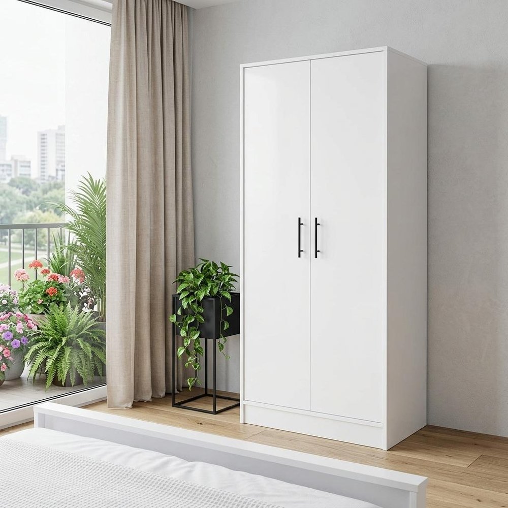 71" White Wood Two Door Single Drawer Combo Dresser  Warm Home View