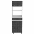 24" White and Gray Wood Flat Door Kitchen Cart With Storage  Warm Home View
