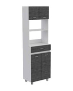 24" White and Gray Wood Flat Door Kitchen Cart With Storage  Warm Home View