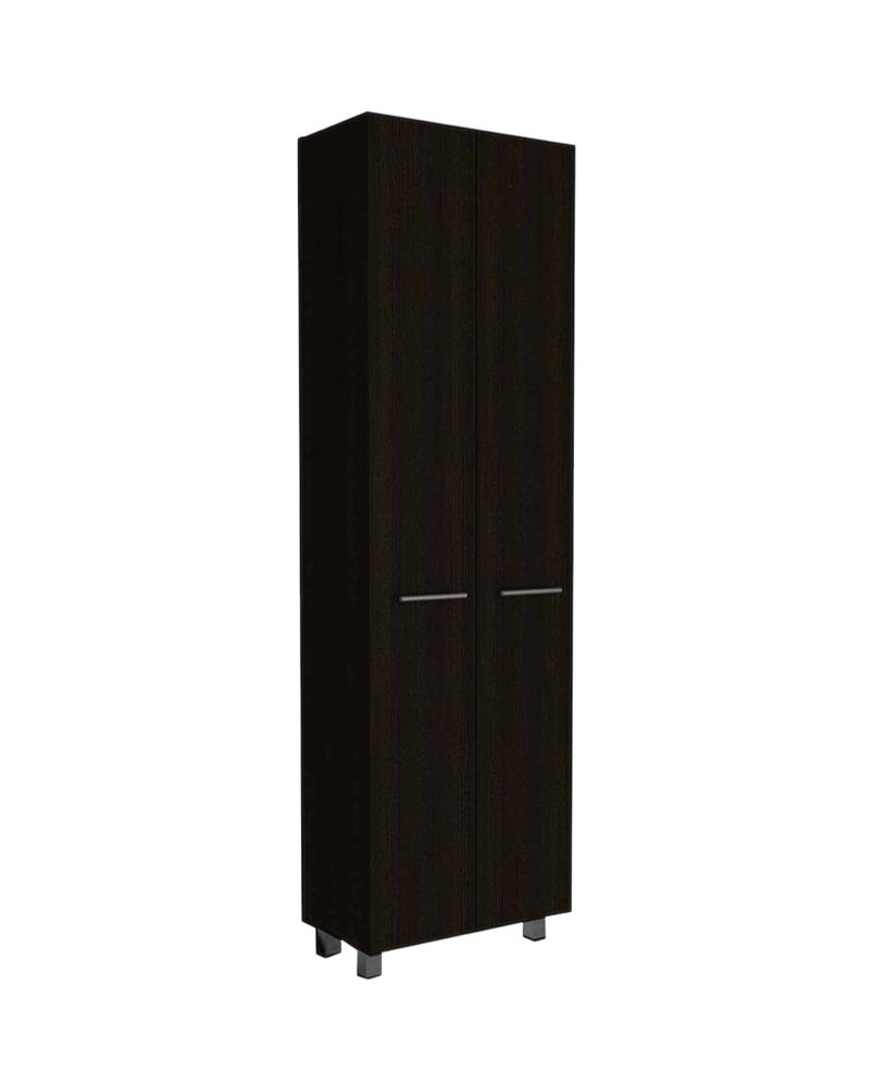 79" Modern Black Pantry Cabinet with Two Doors and Five Shelves  Warm Home View