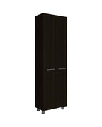 79" Modern Black Pantry Cabinet with Two Doors and Five Shelves  Warm Home View