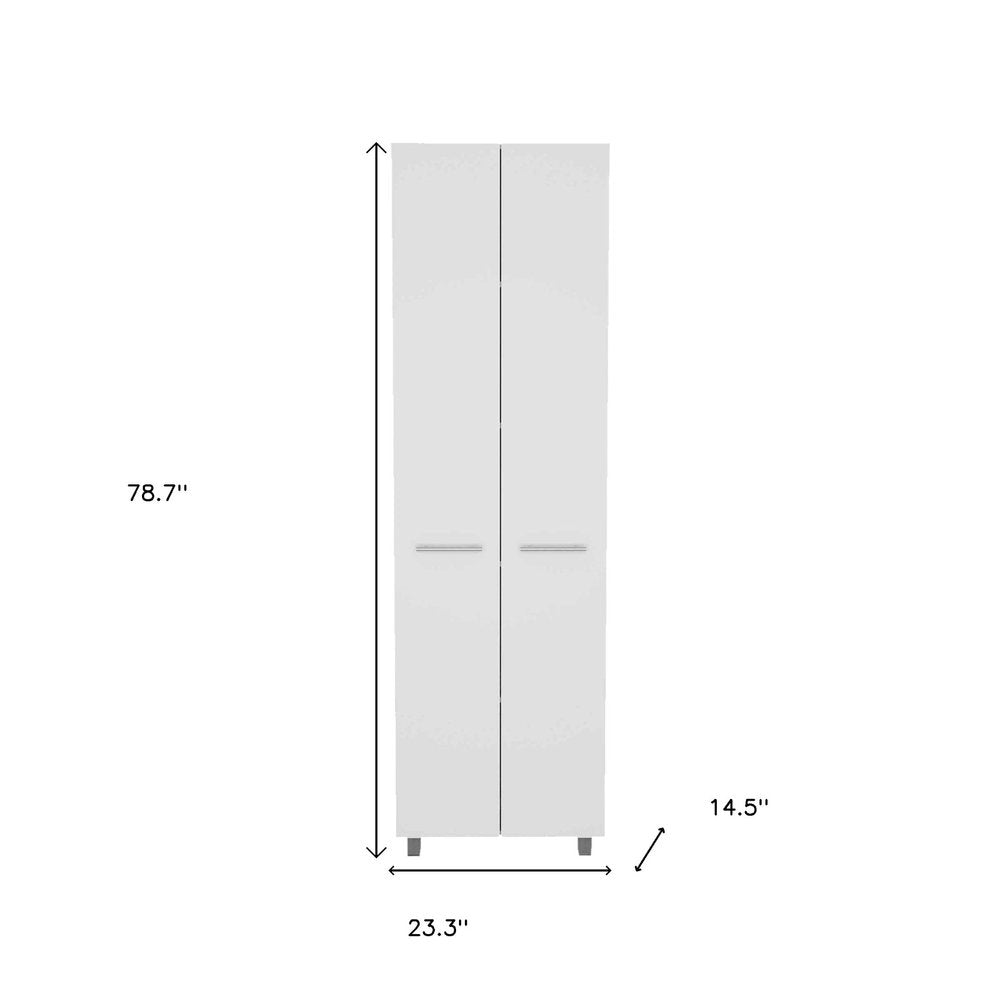 78" Modern White Pantry Cabinet with Two Full Size Doors  Warm Home View