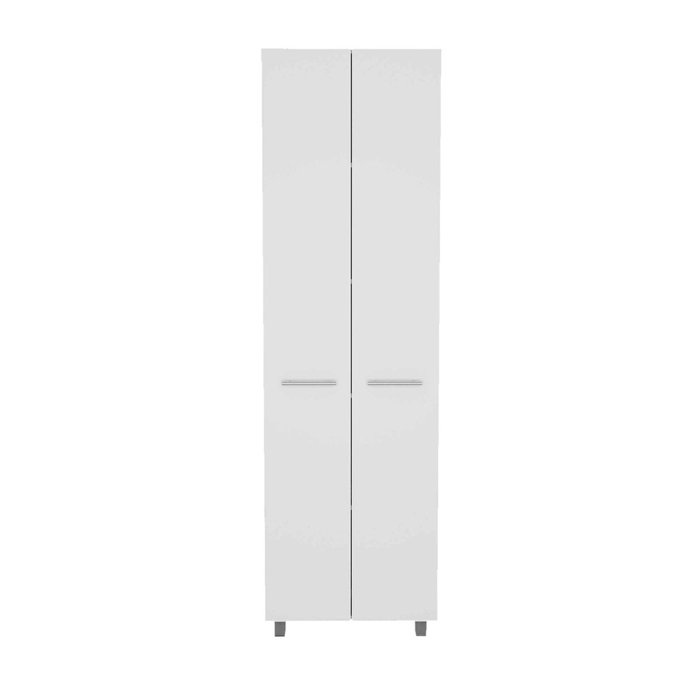 78" Modern White Pantry Cabinet with Two Full Size Doors  Warm Home View