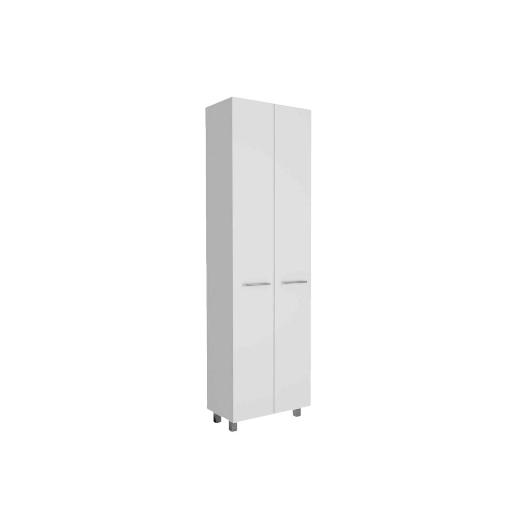 78" Modern White Pantry Cabinet with Two Full Size Doors  Warm Home View