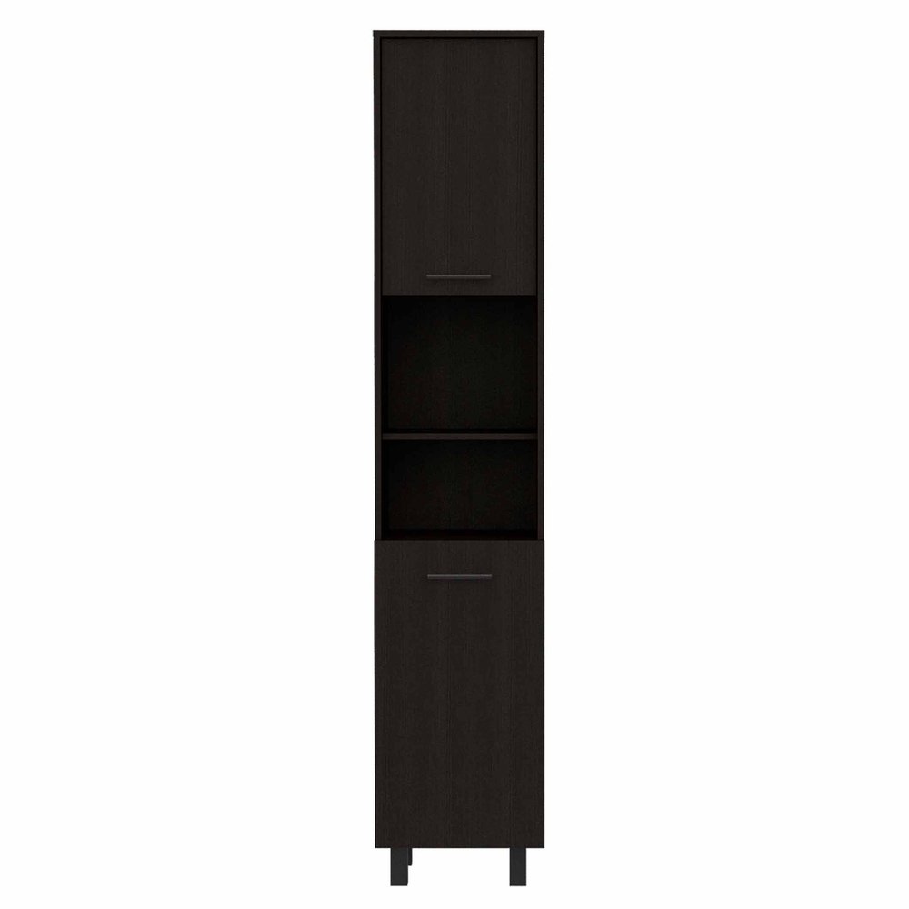 79" Modern Black Pantry Cabinet with Five Shelves  Warm Home View