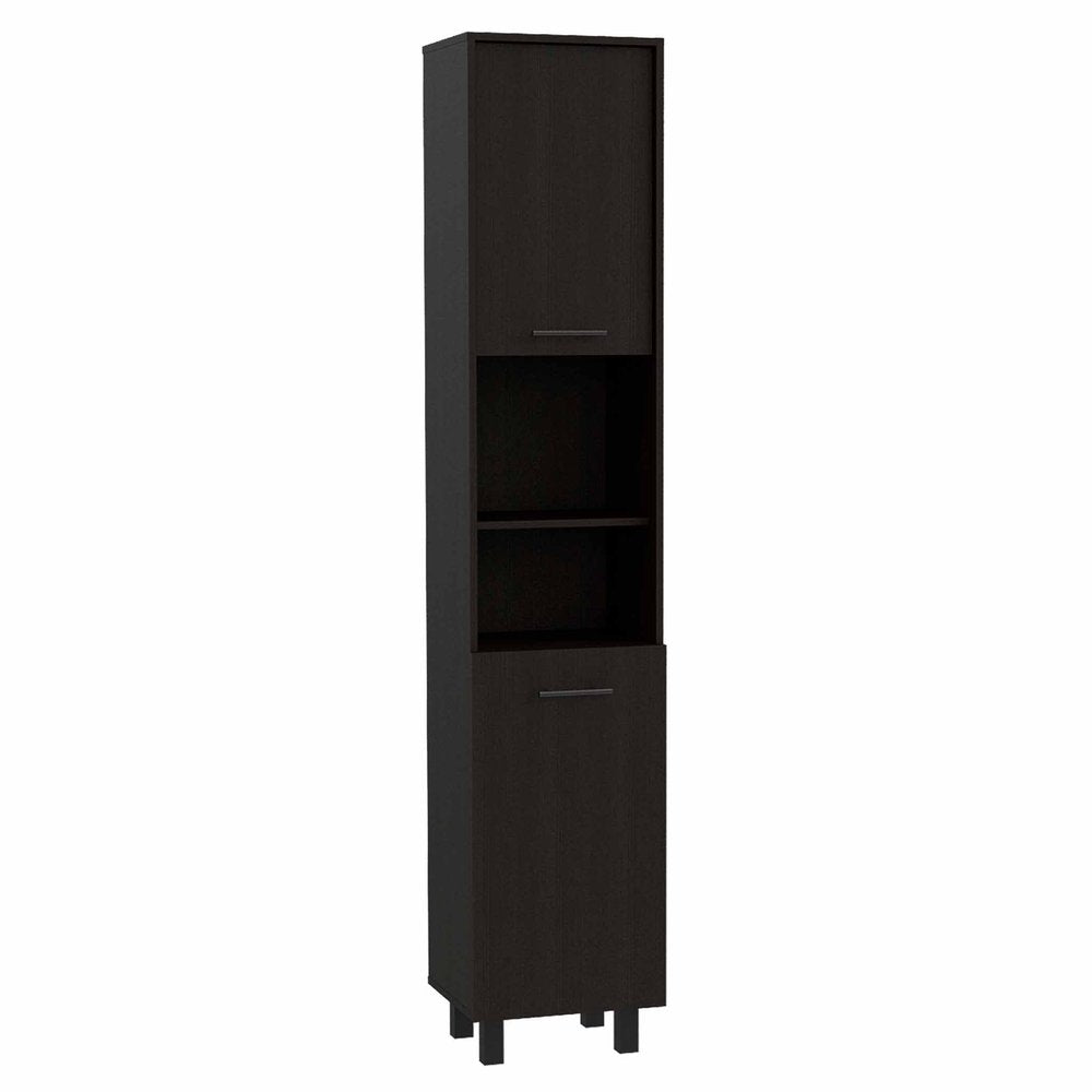 79" Modern Black Pantry Cabinet with Five Shelves  Warm Home View
