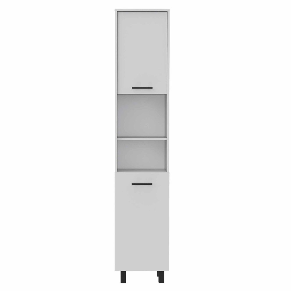 78" Modern White Pantry Cabinet with Five Shelves  Warm Home View