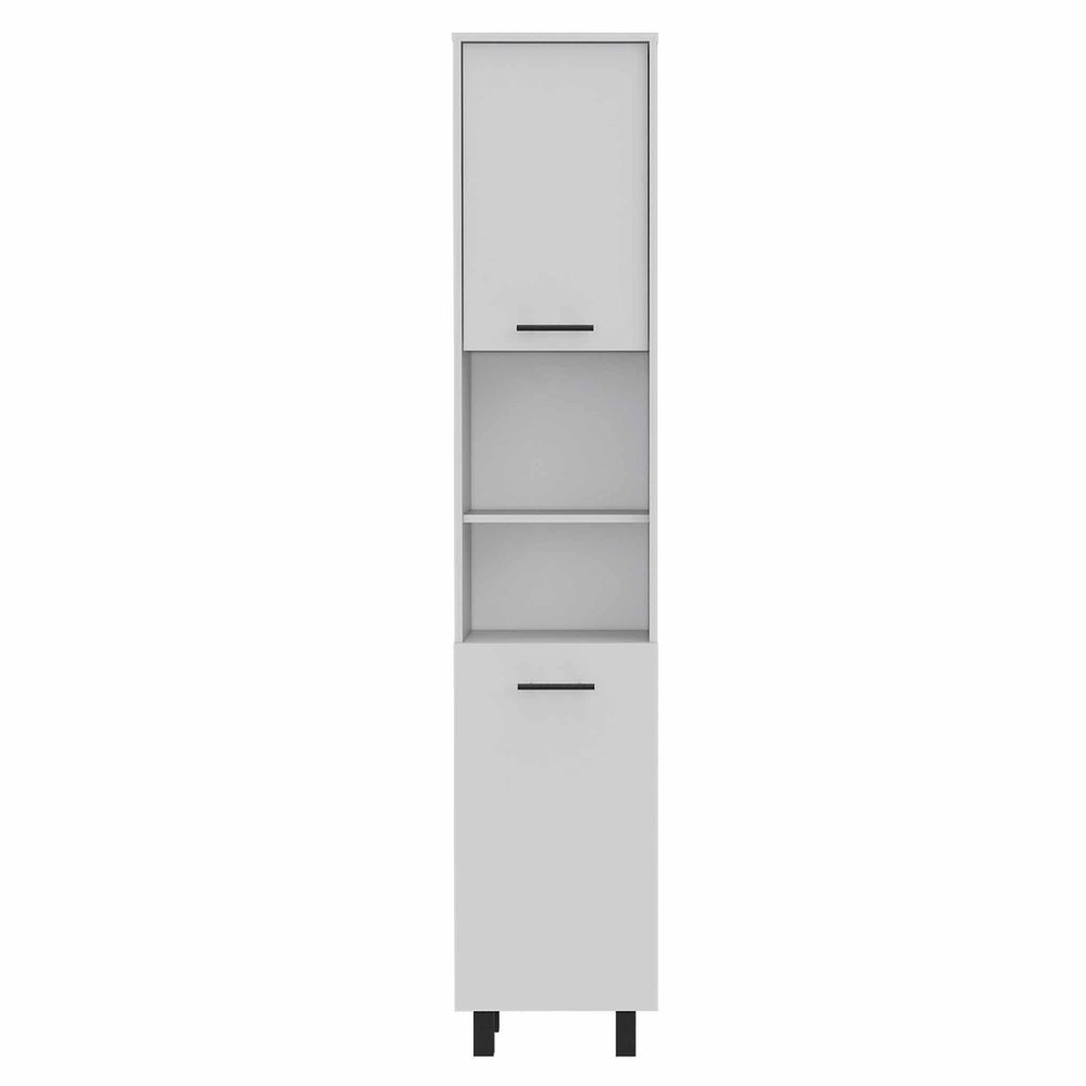 78" Modern White Pantry Cabinet with Five Shelves  Warm Home View