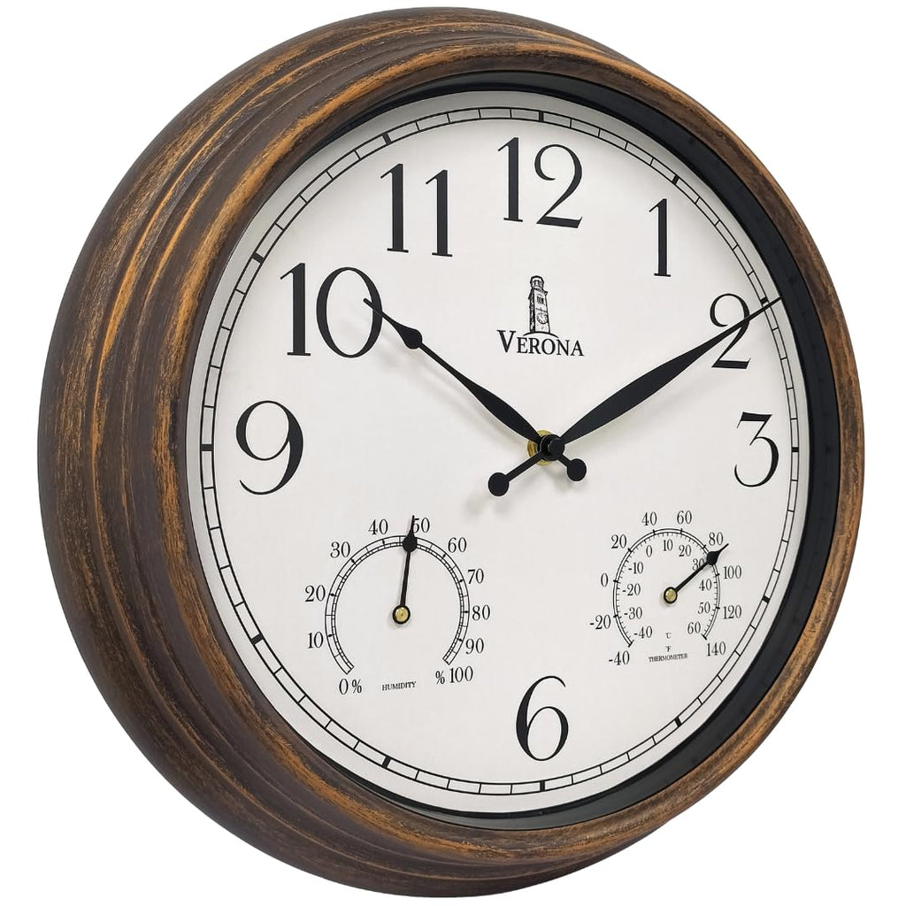 Waterproof Outdoor Patio Wall Clock with Thermometer - Bronze, 1-Piece  Warm Home View