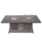 Gray Wicker Outdoor Gas Fire Pit Table with Ice Bucket  Warm Home View