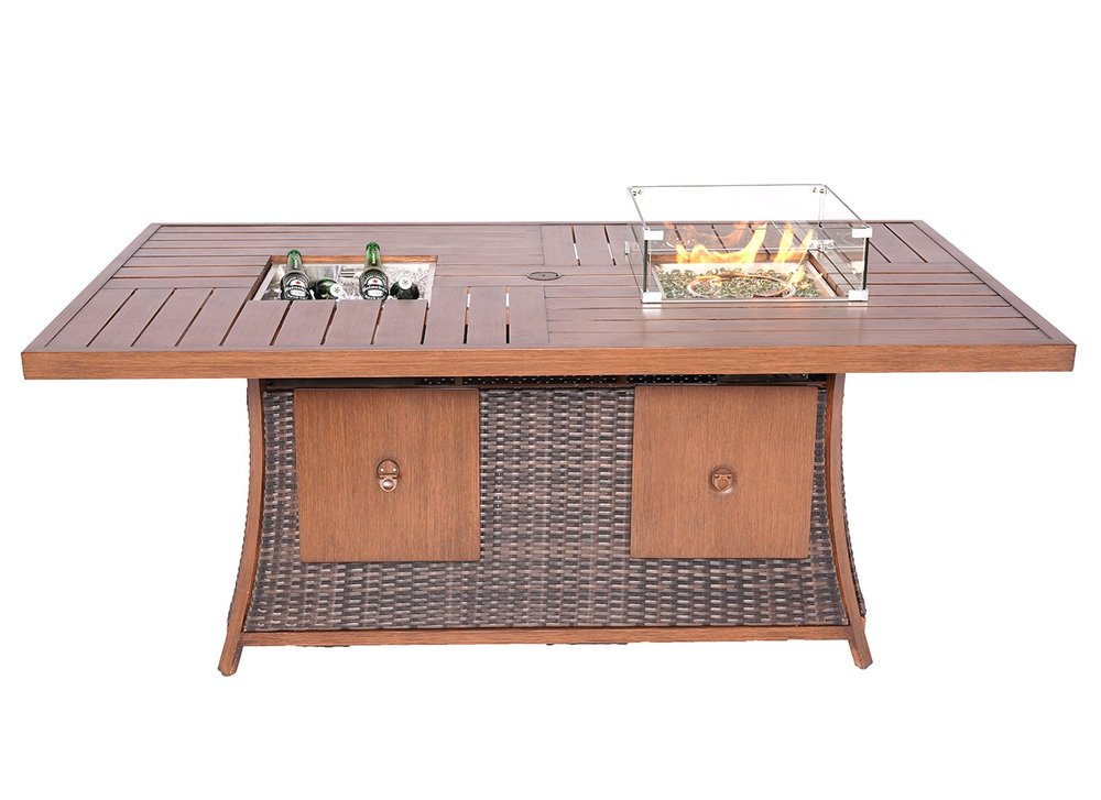 71" Brown Aluminum Cooler Insert with Umbrella Hole  Warm Home View
