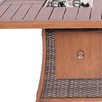 Brown Wicker Outdoor Gas Fire Pit Table with Integrated Ice Bucket  Warm Home View