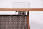 Brown Wicker Outdoor Gas Fire Pit Table with Integrated Ice Bucket  Warm Home View