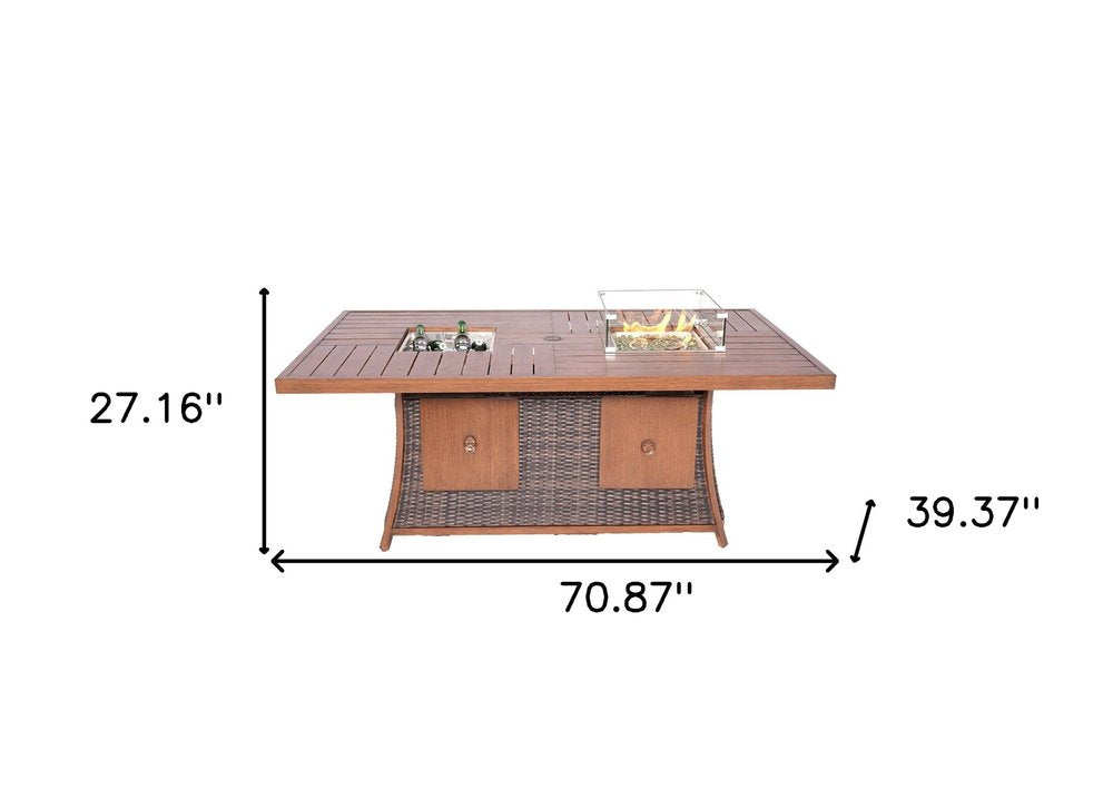 71" Brown Aluminum Cooler Insert with Umbrella Hole  Warm Home View