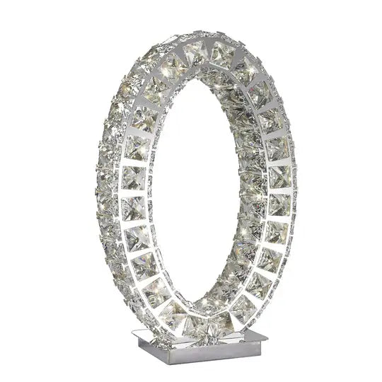 Oval Crystal Extravaganza 17.5" Table Lamp // Led Strip  Warm Home View