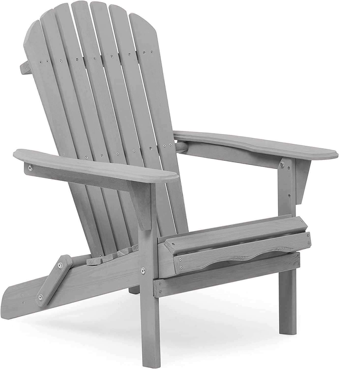Wooden Folding Adirondack Chair Set - Grey Cedar, 2-Piece  Warm Home View