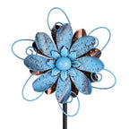 Outdoor Metal Flower Wind Spinner - Blue Steel, 1-Piece  Warm Home View