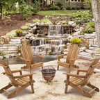 Wooden Outdoor Folding Adirondack Chair Set - Light Brown Hemlock, 2-Piece  Warm Home View