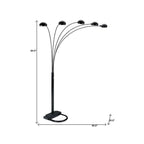 84" Black Five Light Arc Floor Lamp With Black Dome Shade  Warm Home View