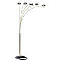 84" Gold Five Light Arc Floor Lamp With Brass Metal Dome Shade  Warm Home View