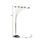 84" Gold Five Light Arc Floor Lamp With Brass Metal Dome Shade  Warm Home View