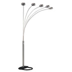 84" Gold Five Light Arc Floor Lamp With Brass Metal Dome Shade  Warm Home View