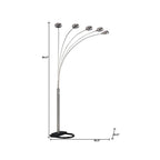 84" Gold Five Light Arc Floor Lamp With Brass Metal Dome Shade  Warm Home View