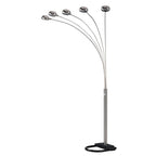 84" Gold Five Light Arc Floor Lamp With Brass Metal Dome Shade  Warm Home View
