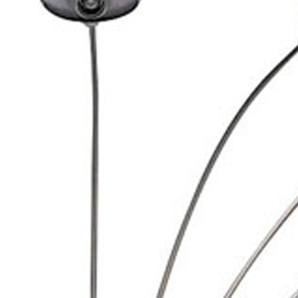 84" Gold Five Light Arc Floor Lamp With Brass Metal Dome Shade  Warm Home View