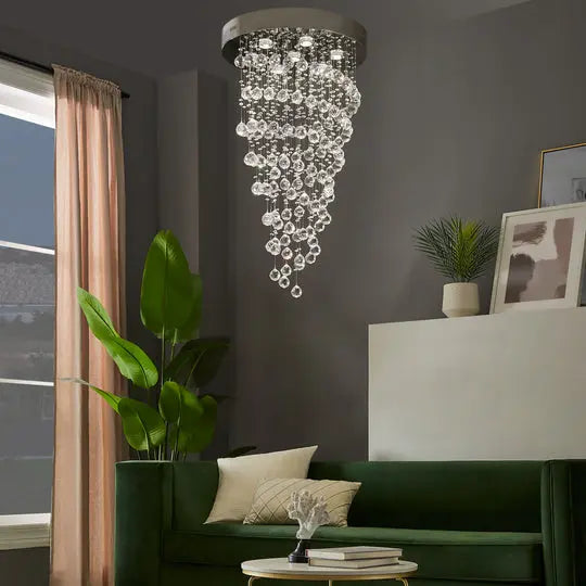 Crystal Chandelier Double Helix// 7 Light, 38" Hanging Length  Warm Home View