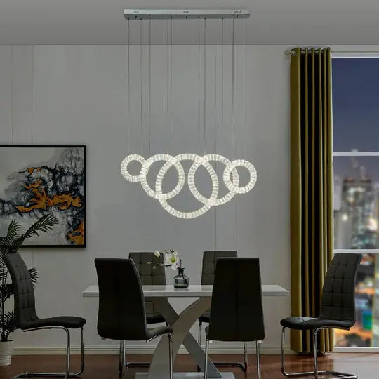 5 Hoop Crystal Progression Chandelier // Chrome  Warm Home View
