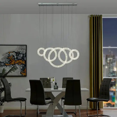 5 Hoop Crystal Progression Chandelier // Chrome  Warm Home View