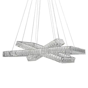 Crystal Elegance LED Chandelier //  3 Rectangles  Warm Home View