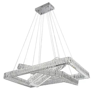 Crystal Elegance LED Chandelier //  3 Rectangles  Warm Home View