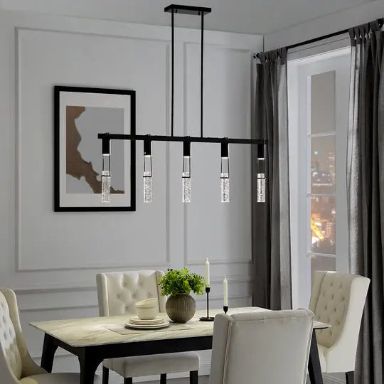 Harmony 5 Light Chandelier // Matte Black  Warm Home View