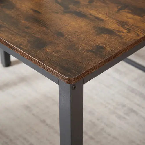 Industrial Style Dining Table Set Rustic Brown 3-Piece  Warm Home View