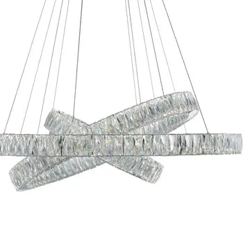 Crystal Elegance Three Ring Chandelier  Warm Home View