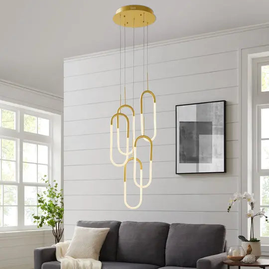 LED Five Clips Chandelier //  Sandy Gold  Warm Home View