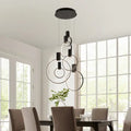 Hong Kong LED Circular Chandelier// Matte Black  Warm Home View