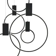 Hong Kong LED Circular Chandelier// Matte Black  Warm Home View