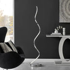 Modern Spiral LED 61" Chrome Floor Lamp // Dimmable Led Strip  Warm Home View