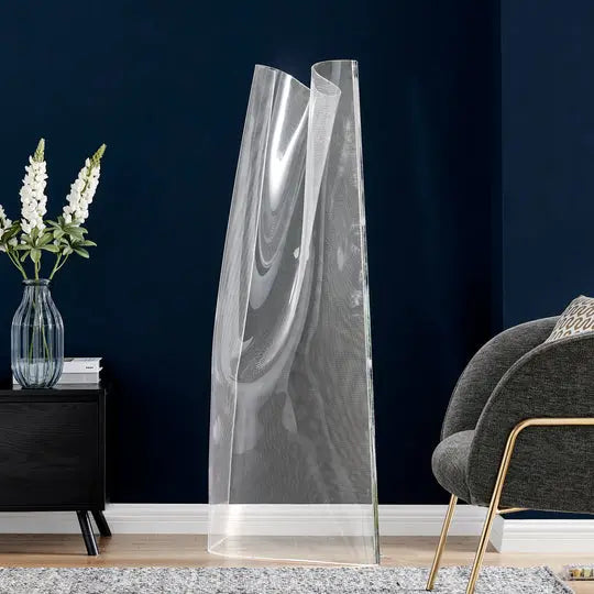 Acrylic Lace Floor Lamp // Chrome  Warm Home View